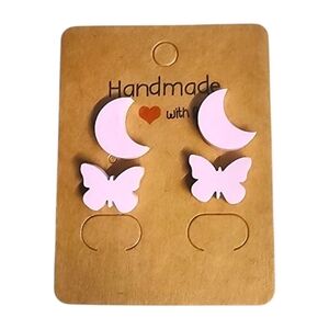 Pink Moonflutter Acrylic Stud Earrings – 2 Pair
